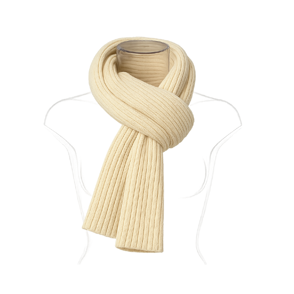 Lux Merino Wool Ribbed Scarf – Cream