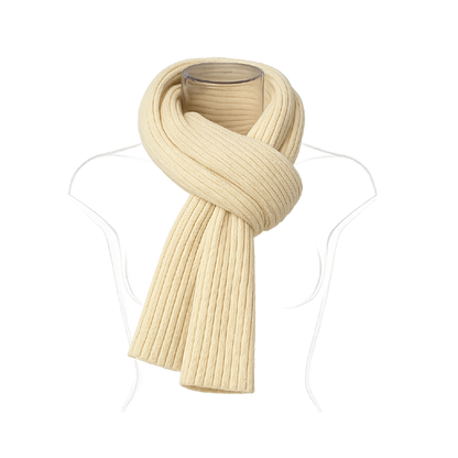 Lux Merino Wool Ribbed Scarf – Cream